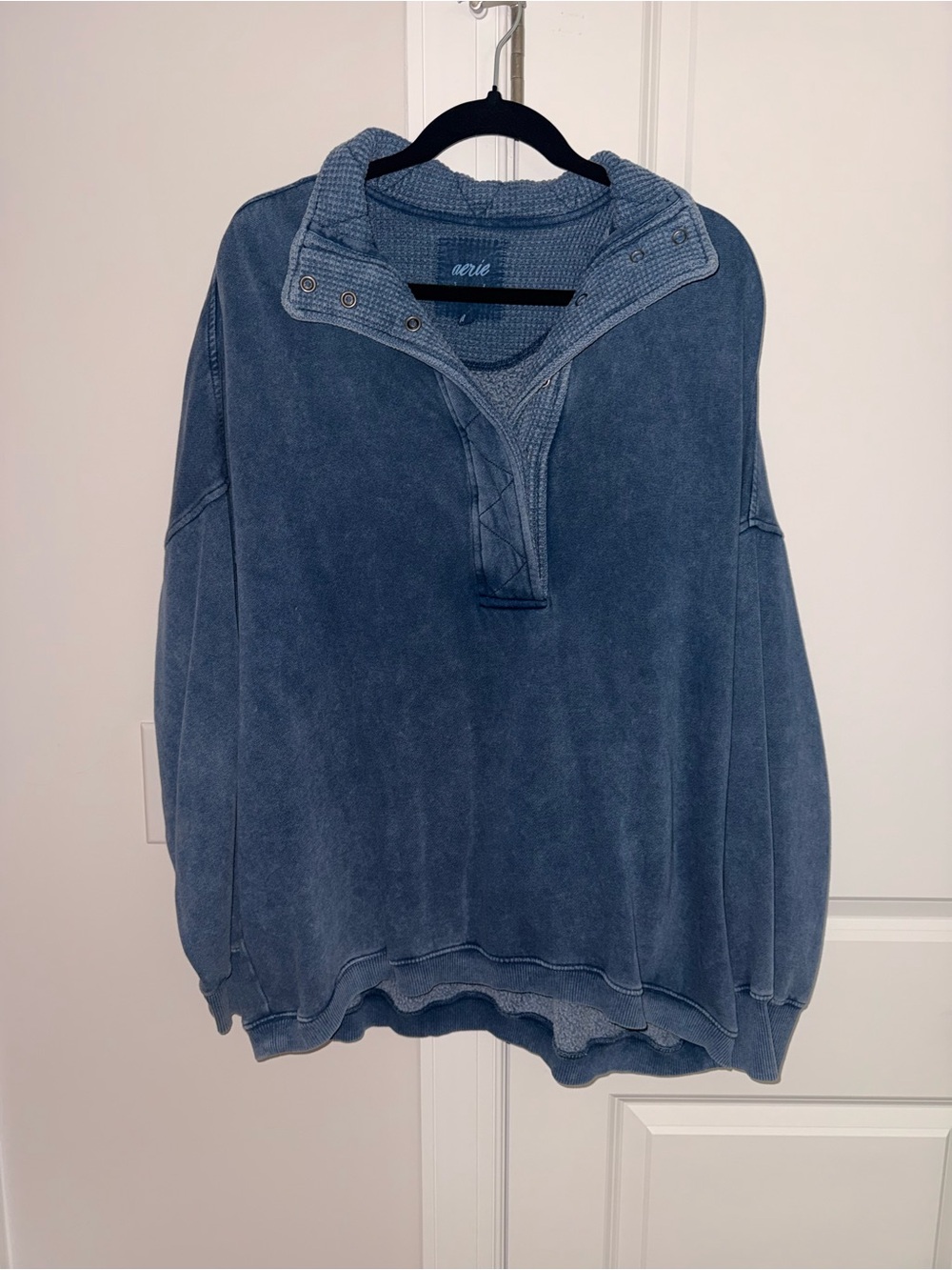 aerie Washed Blue Pullover Turtleneck Sweatshirt